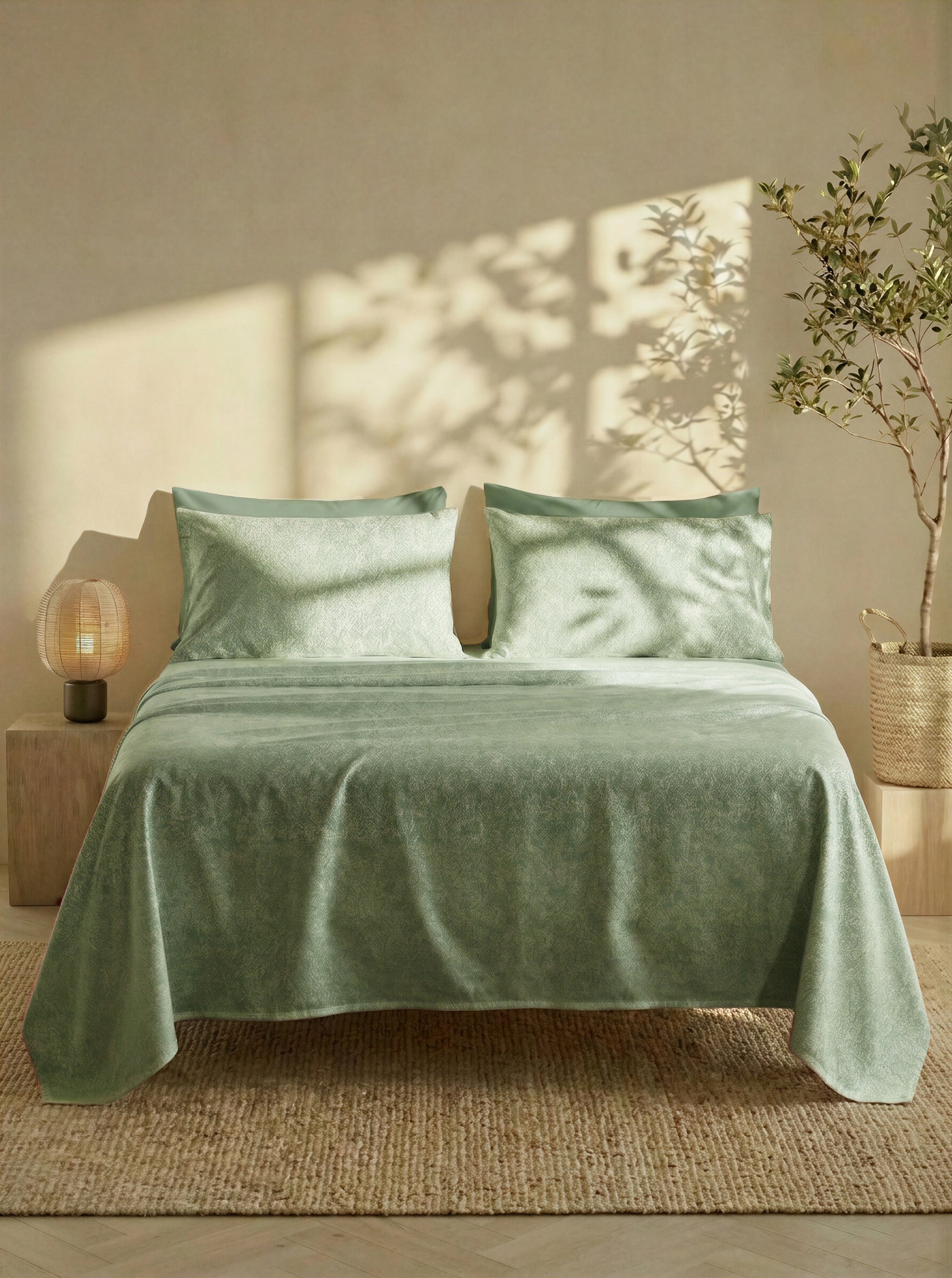 Completo Lenzuola Matrimoniale FILORO "Nuvola" — 100% Cotone, Set 6 pezzi, Angoli 30 cm