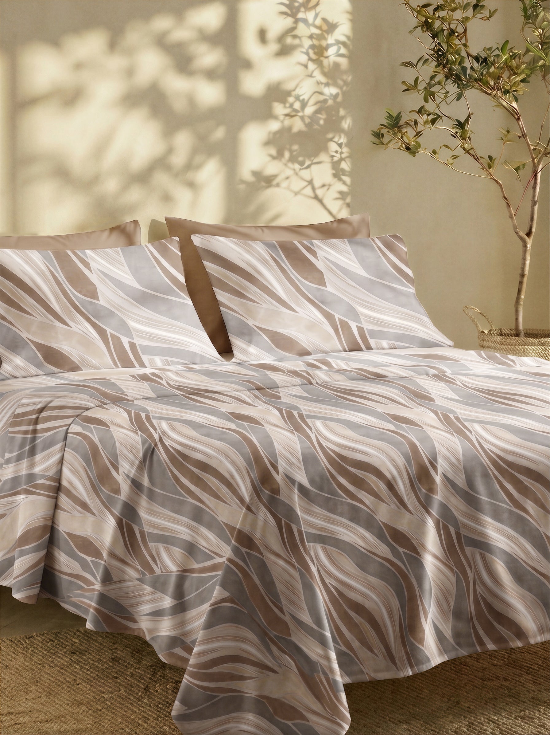 Completo Lenzuola Matrimoniale FILORO "Zoe" — 100% Cotone, Set 6 pezzi, Angoli 30 cm