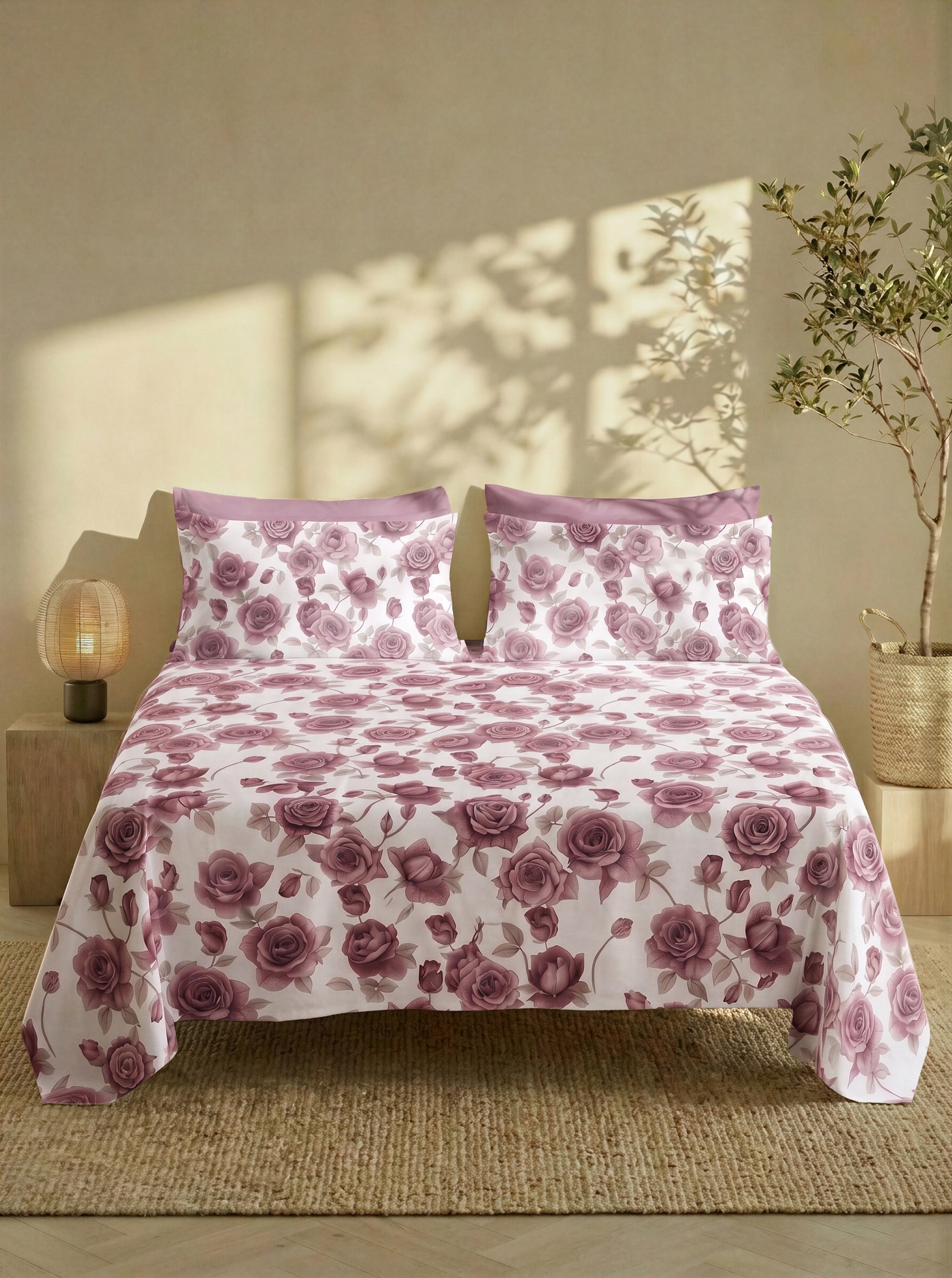 Completo Lenzuola Matrimoniale FILORO "Fiorenza" — 100% Cotone, Set 6 pezzi, Angoli 30 cm