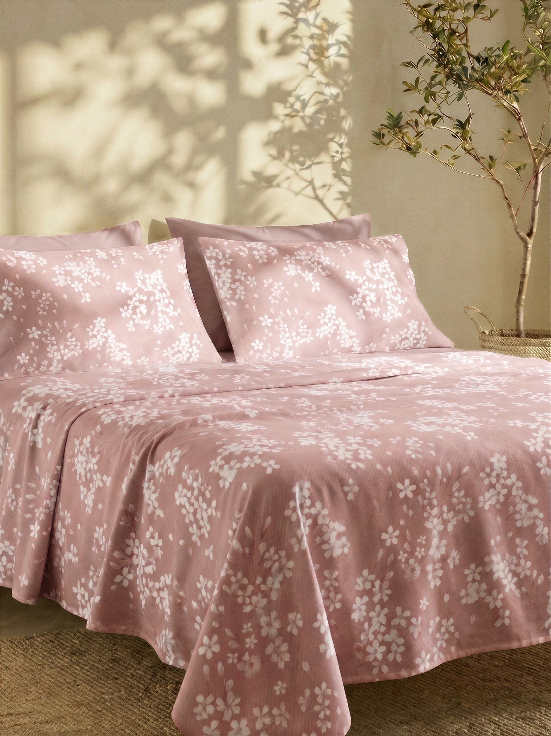 Completo Lenzuola Matrimoniale FILORO "Mia" — 100% Cotone, Set 6 pezzi, Angoli 30 cm